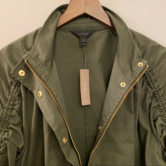 J.CREW Ruched Sleeve Field Utility Military Jacket - Picture 10 of 14